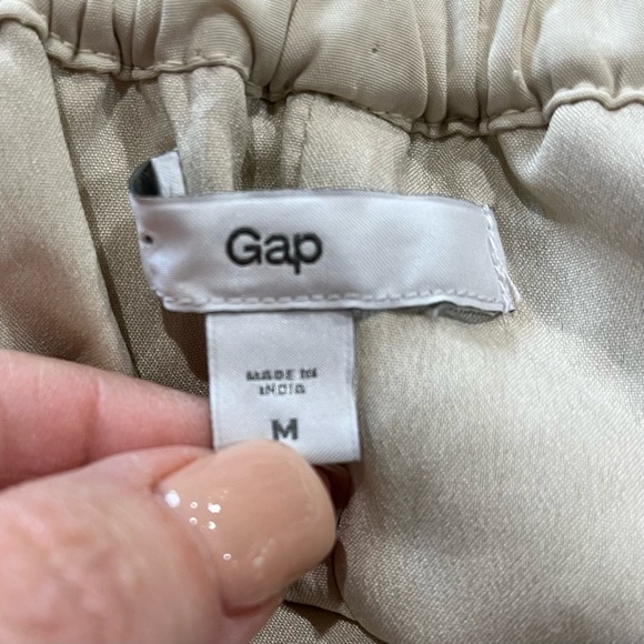 GAP Maxi Dress Size Medium Beige Strapless Satin Drawstring Party Cruise Summer - Picture 7 of 9
